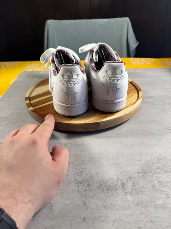 adidas White Leather Low-Top Sneakers with Multicolor Trim - Picture 2 of 7